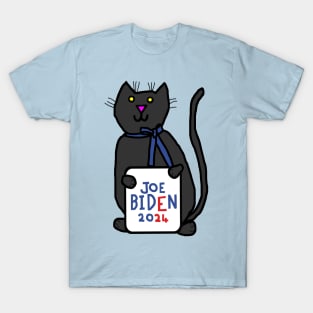 Cute Cat with Joe Biden 2024 Sign T-Shirt